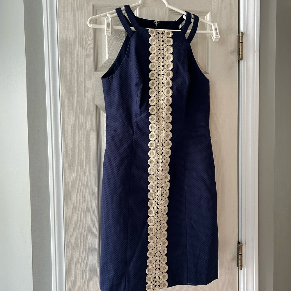 Lilly Pulitzer Pearl Stretch Shift True Navy sz 0 New W Tags